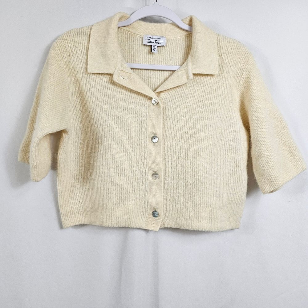 & Other Stories Cropped Boxy Cardigan in Ivory - Size S